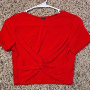 SHEIN Red Twist-Back Crop Top
